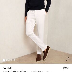 Reiss Men's Stretch Slim Fit Drawstring Trousers in White/Cream - Size 32